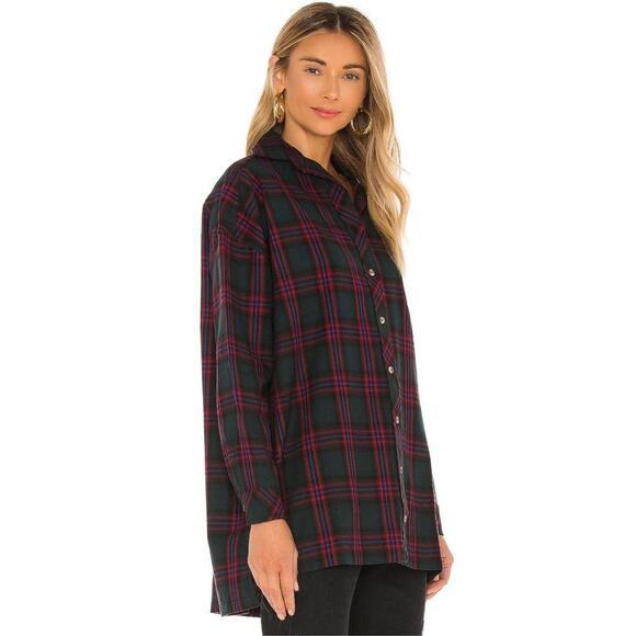 Lovers and Friends Gela Oversized Top in Dark Plaid NWT Size Small - Picture 3 of 4